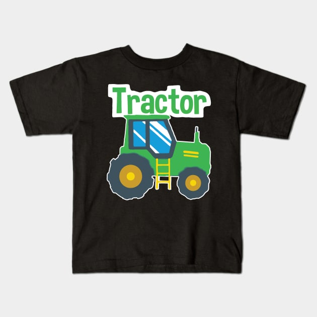 Kids Farm Truck Tractor Kids T-Shirt by cowtown_cowboy